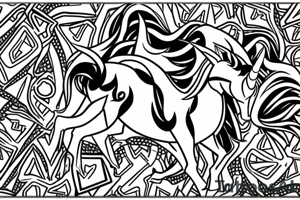 Unicorn angry with suit and ty tattoo idea
