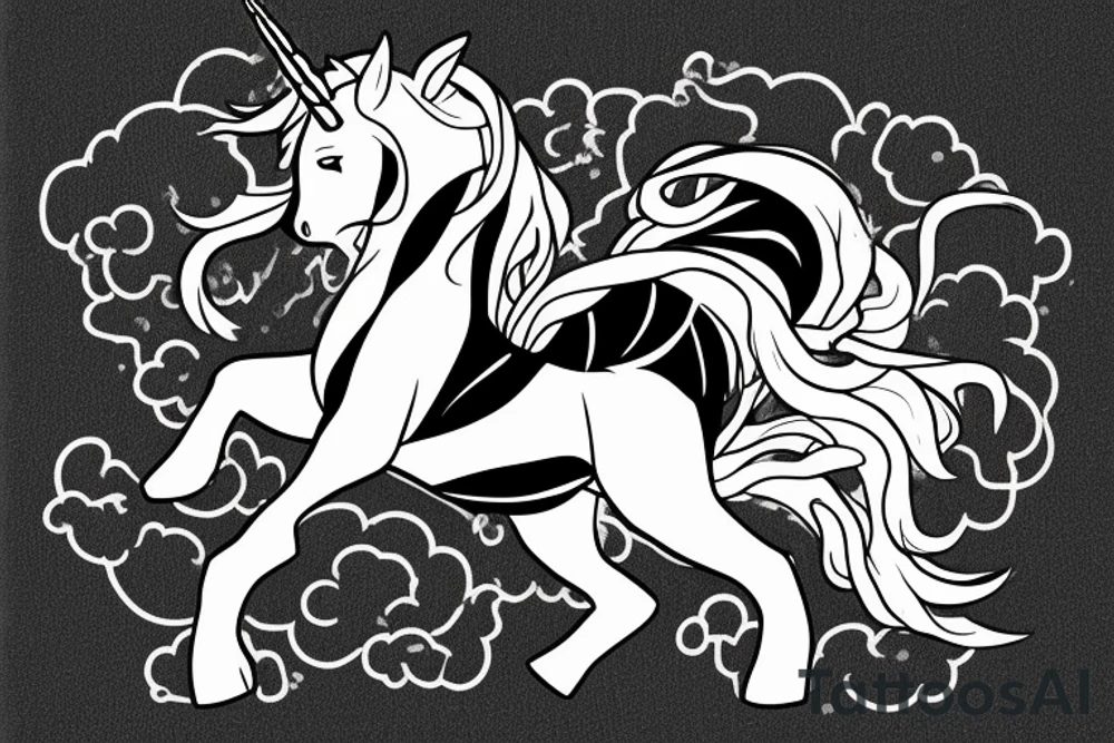 Unicorn angry with suit and ty tattoo idea