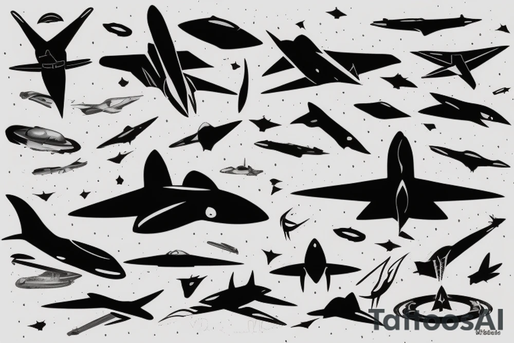 orca, paper plane and fighter jet flying in space tattoo idea orca, paper plane and fighter jet flying in space tattoo idea