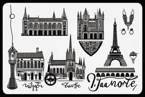 representation of Nantes, a city in France. Symbol of home, travel, France tattoo idea
