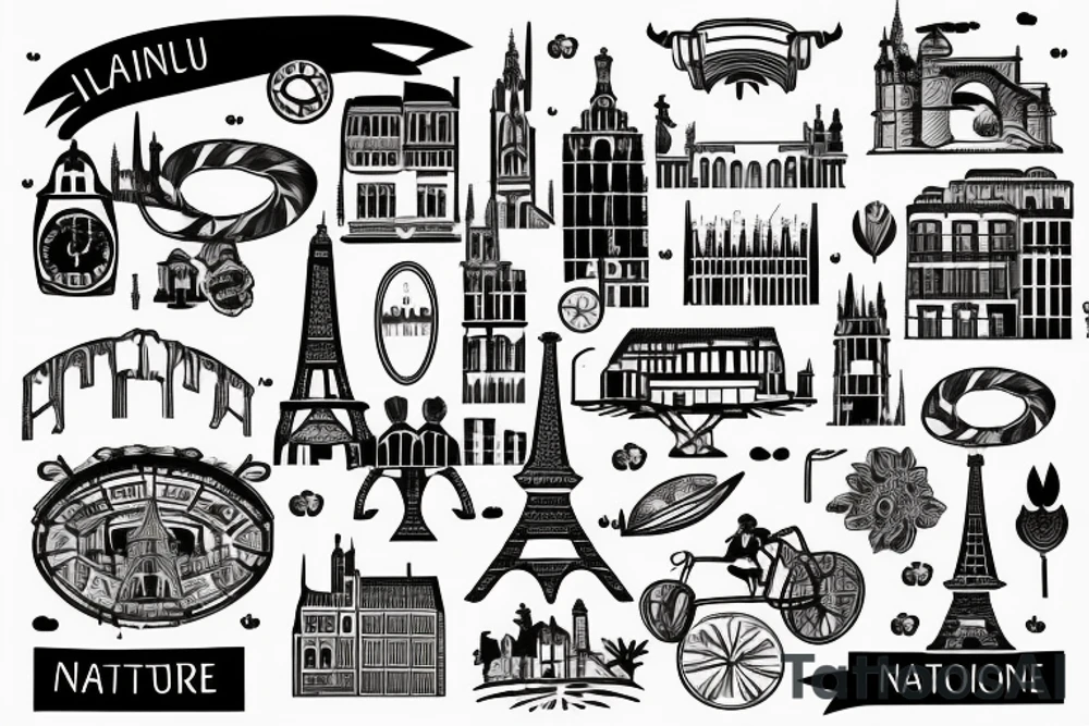 representation of Nantes, a city in France. Symbol of home, travel, France tattoo idea