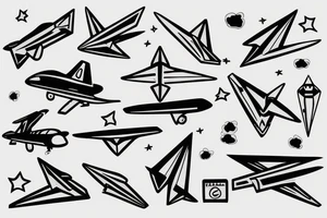 home, roof, paper plane, travel tattoo idea