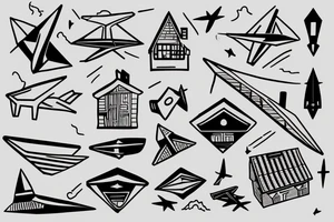 home, roof, paper plane, travel tattoo idea