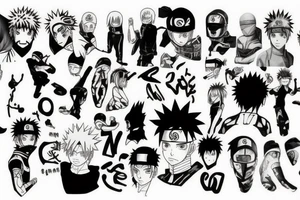 Leg sleeve, Naruto Anime, Hunter x Hunter, Eminem, Gorillaz, Daft punk tattoo idea