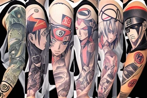Leg sleeve, Naruto Anime, Hunter x Hunter, Eminem, Gorillaz, Daft punk tattoo idea