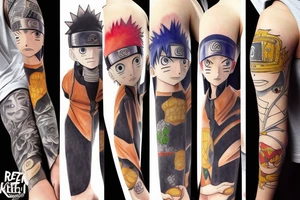 Leg sleeve, Naruto Anime, Hunter x Hunter, Eminem, Gorillaz, Daft punk tattoo idea