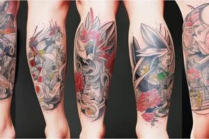 Leg sleeve, Culture Timeline tattoo idea