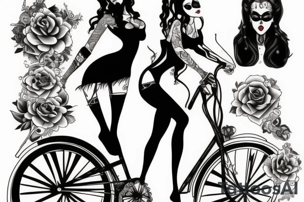 Goth pinup biker girl tattoo idea