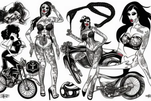 Goth pinup biker girl tattoo idea