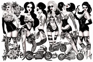 Goth pinup biker girl tattoo idea