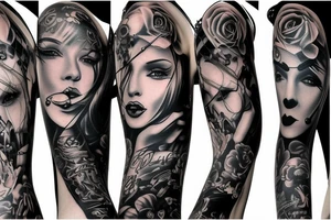 Goth pinup biker girl tattoo idea