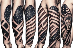 Arm sleeve, American flag, lion, family, wrestling 
Sports tattoo idea