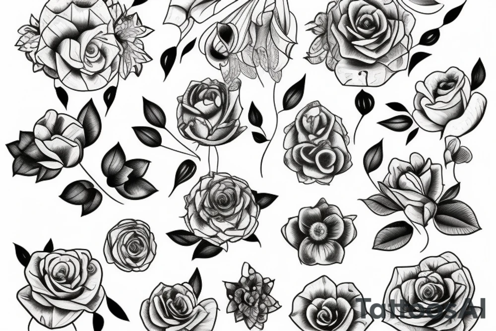 Outline of flowers tattoo idea