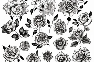 Outline of flowers tattoo idea