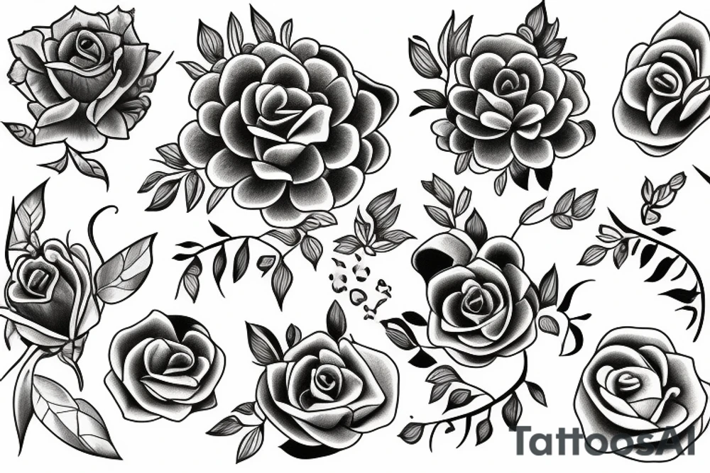 Outline of flowers tattoo idea