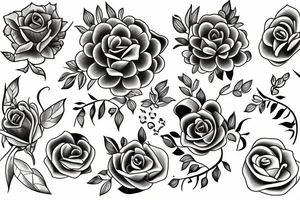 Outline of flowers tattoo idea