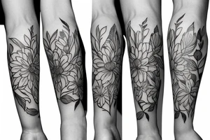 Outline of masculine flowers for lower half sleeve lower arm tattoo idea