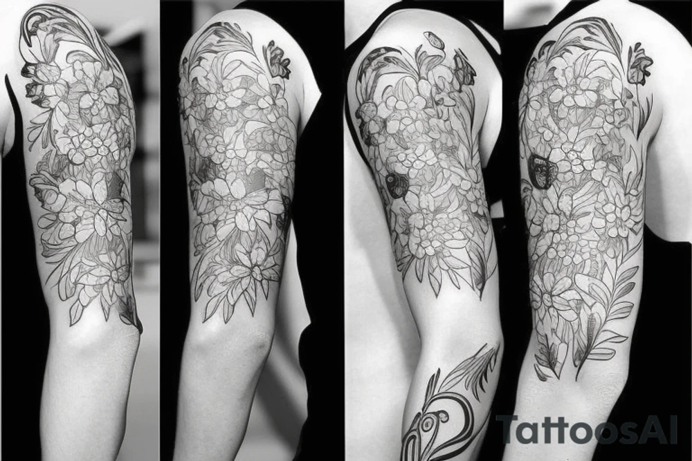 masculine flowers for lower half sleeve lower arm tattoo idea