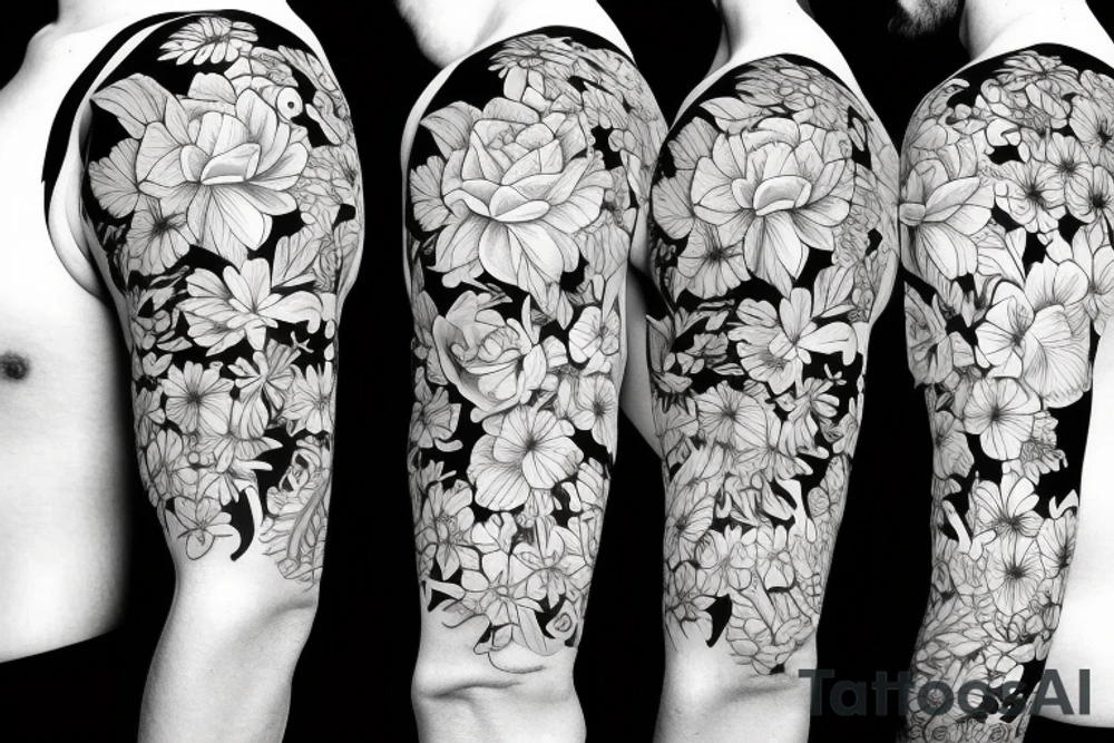 masculine flowers for lower half sleeve lower arm tattoo idea