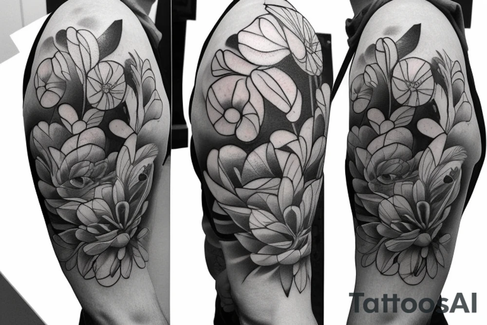 masculine flowers for lower half sleeve lower arm tattoo idea
