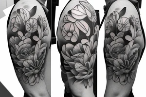 masculine flowers for lower half sleeve lower arm tattoo idea
