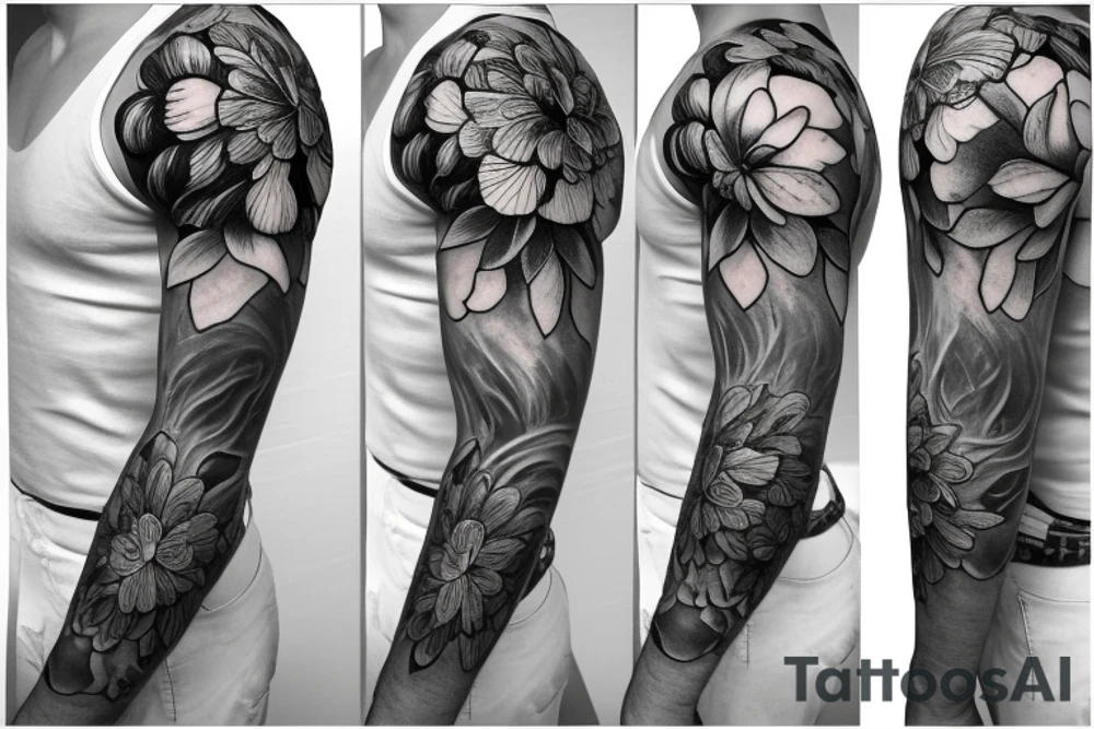 masculine flowers for lower half sleeve lower arm tattoo idea