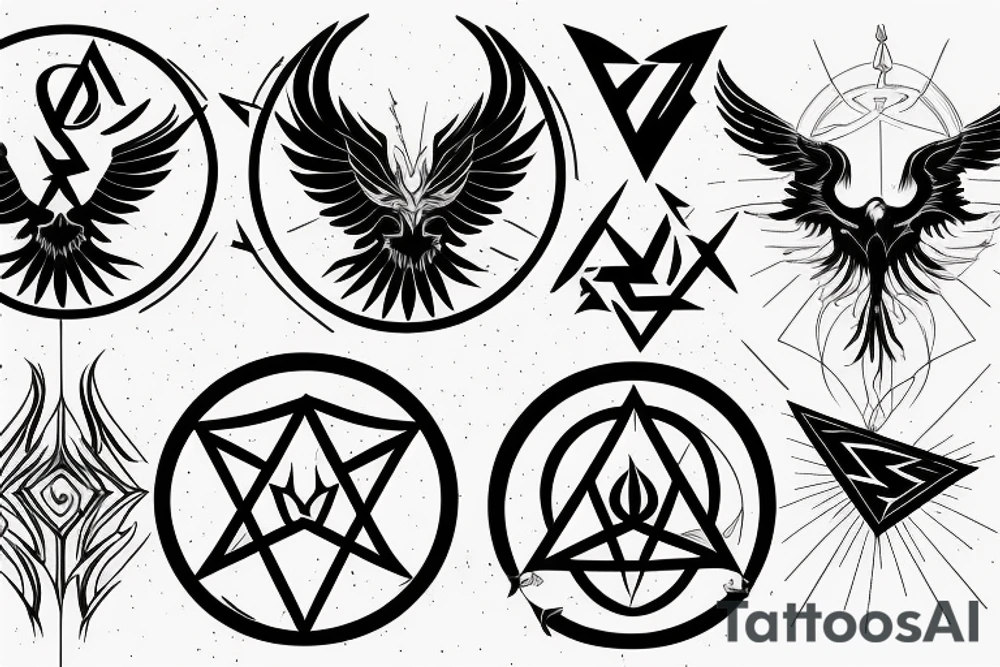 Phoenix with deathly hallows symbol tattoo idea