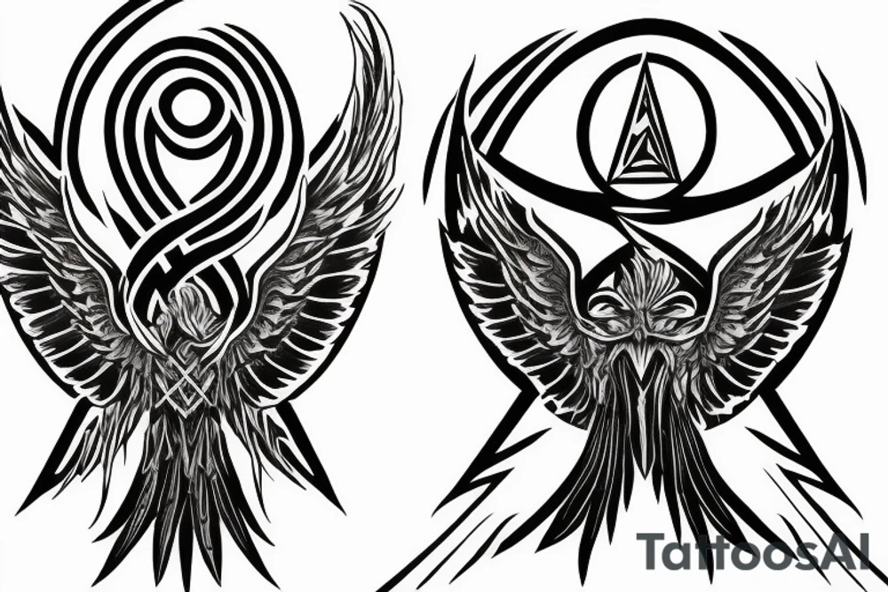 Phoenix with deathly hallows symbol tattoo idea