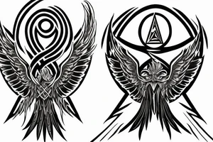 Phoenix with deathly hallows symbol tattoo idea