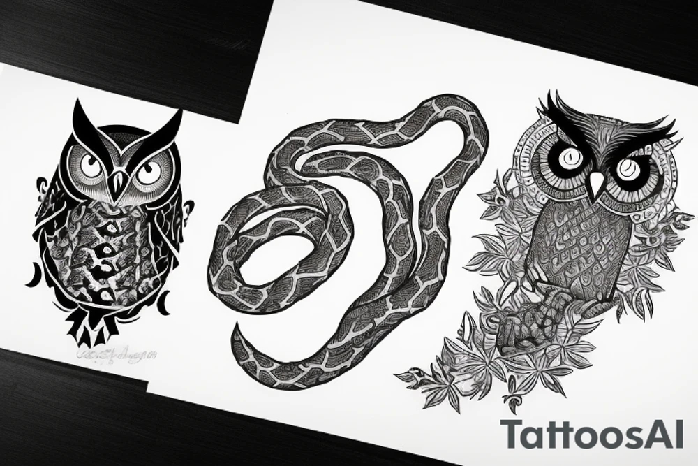 Owl fighting a snake tattoo idea