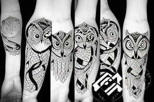 Owl fighting a snake tattoo idea