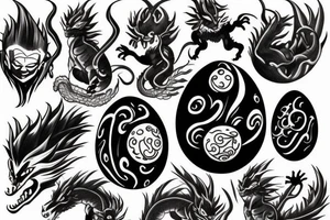 Dragon, Ball, Egg, Goat tattoo idea