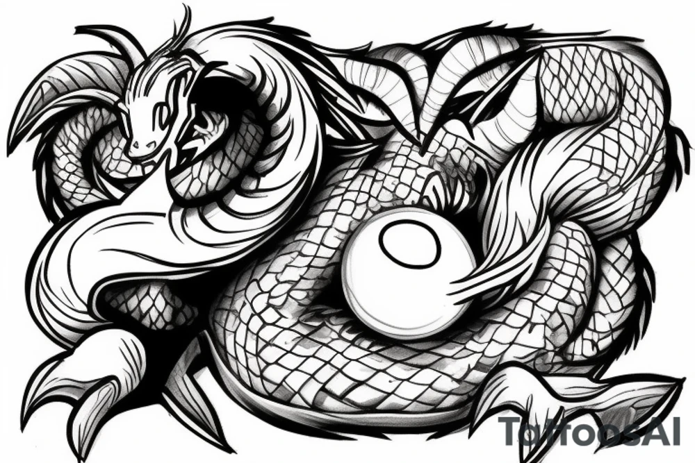 Dragon, Ball, Egg, Goat tattoo idea