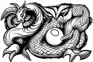 Dragon, Ball, Egg, Goat tattoo idea