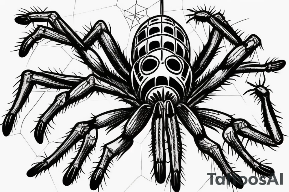 Giant spider crawling up empire state building tattoo idea
