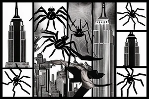 Giant spider crawling up empire state building tattoo idea