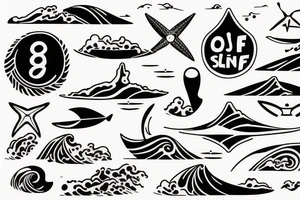 surfing ocean waves number 8 tattoo idea