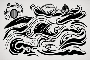 surfing ocean waves number 8 tattoo idea