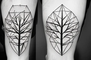 A half geometric half biological looking tree tattoo idea