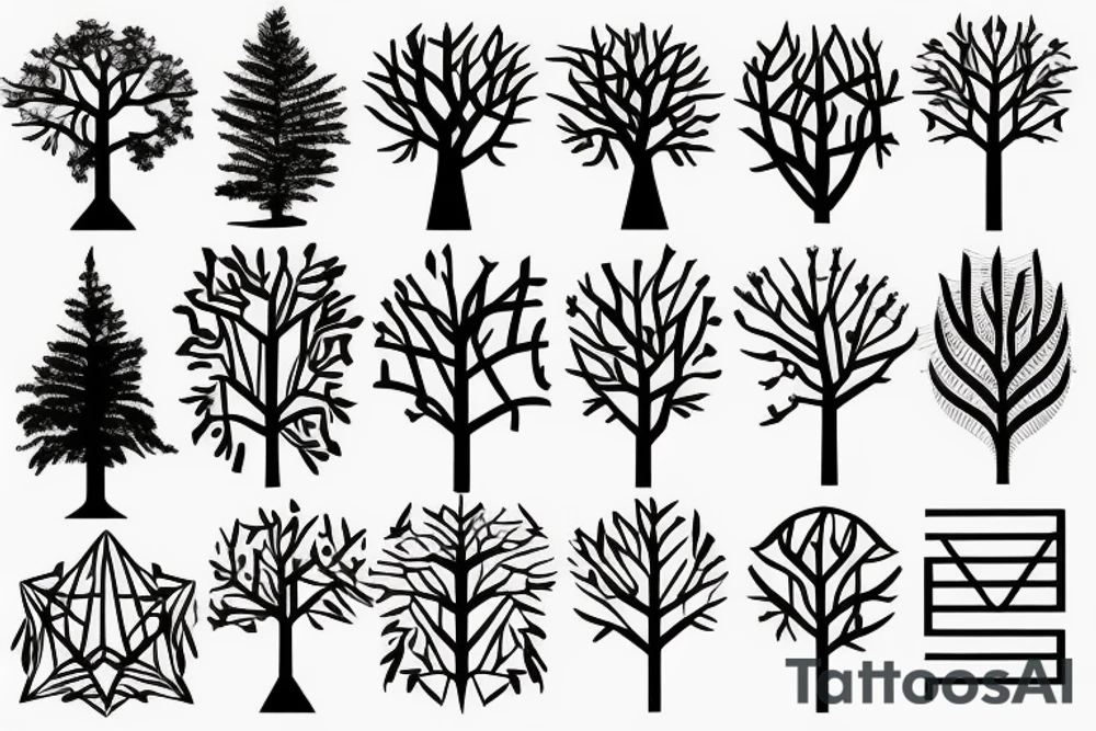 A half geometric half biological looking tree on full back tattoo idea A half geometric half biological looking tree on full back tattoo idea