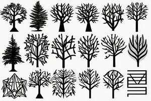 A half geometric half biological looking tree on full back tattoo idea