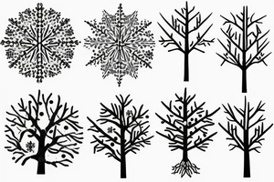 Snowflake pattern tree branches tattoo idea