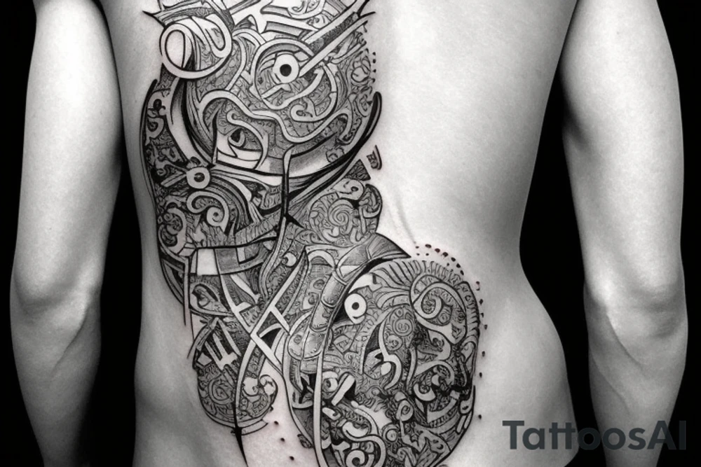 smaller tattoo that incorporates symbols or imagery that represent the beauty and strength of the human body tattoo idea