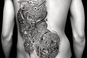 smaller tattoo that incorporates symbols or imagery that represent the beauty and strength of the human body tattoo idea