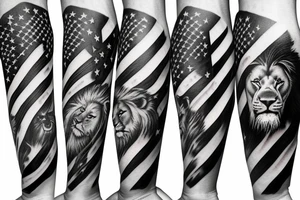 Arm sleeve, American flag, lion, family, welding, ship tattoo idea
