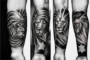 Arm sleeve, American flag, lion, family, tig welding, clock tattoo idea