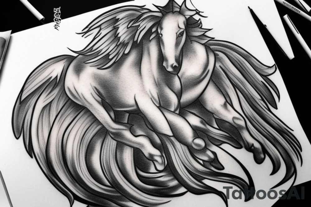 cloud background and a Pegasus, zues tattoo idea