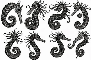 Seahorse and fern tattoo idea