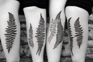 Full leg covered with fern tattoo idea