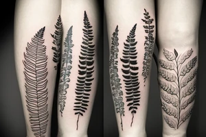 Full leg covered with fern tattoo idea